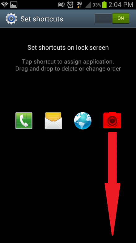 Samsung Galaxy S3, Shortcut Options